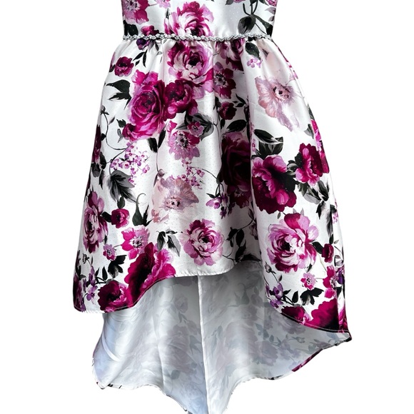 Rare Editions Girls Ivory Floral High-low hem Dress. - Picture 3 of 10